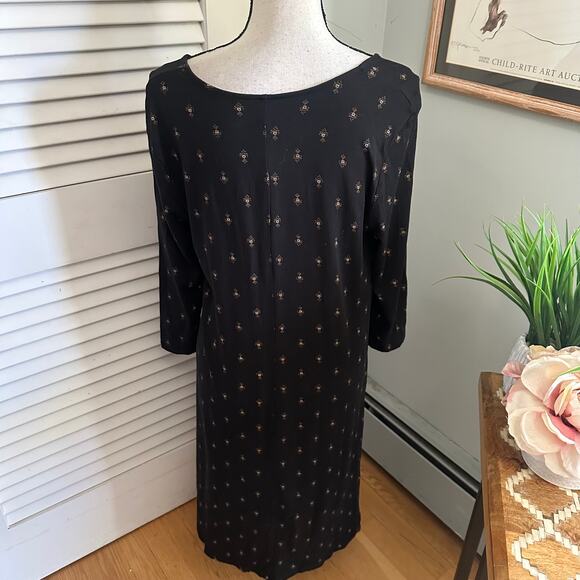 GARNET HILL Dress Womens Large Black Jersey Knit Geometric Casual Travel Fall - Picture 5 of 13